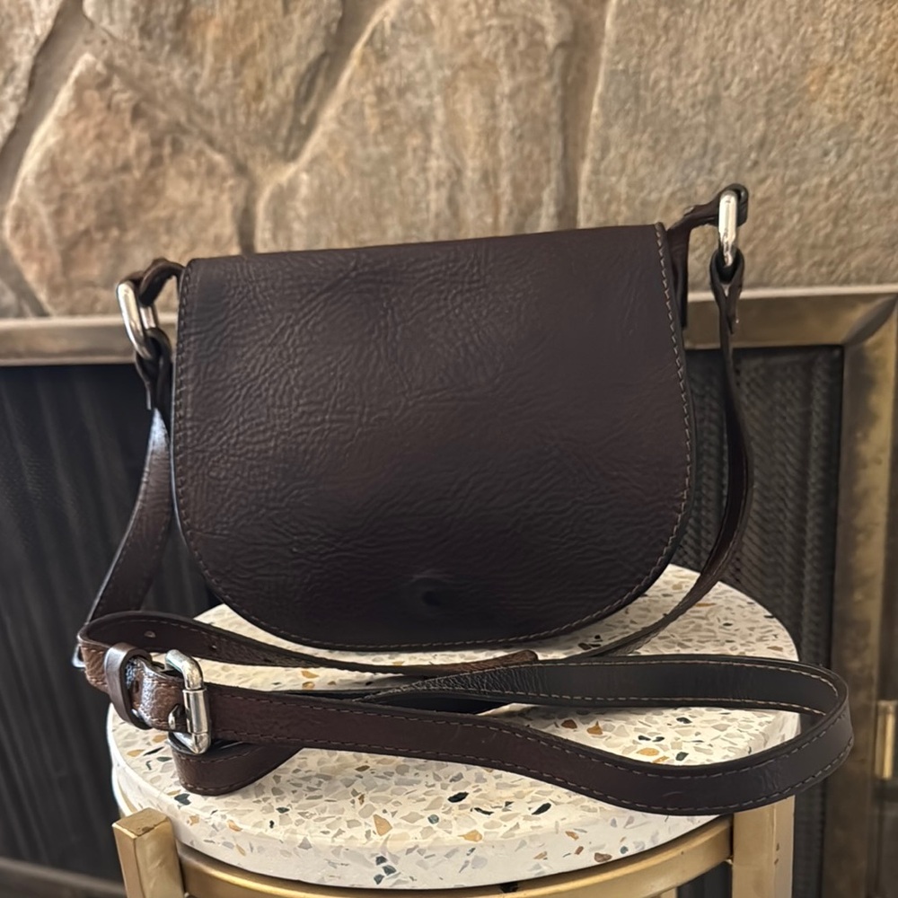 Vin Baker Emily Brown Leather Crossbody Bag with Adjustable Strap